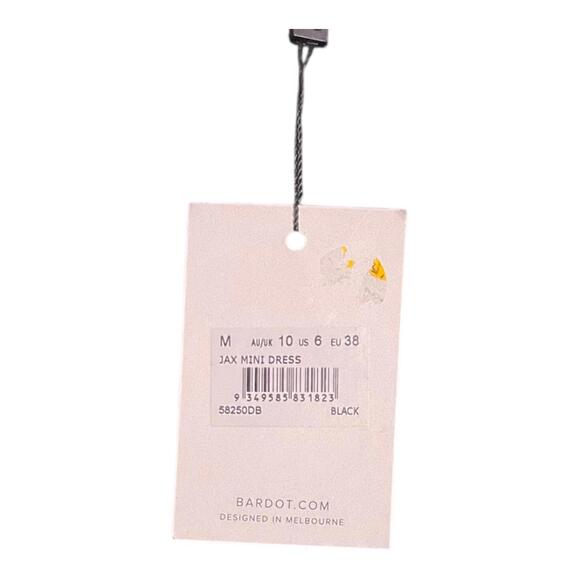 NWT Bardot Jax Ruched Velvet Mini Dress Black Size Medium/6 - Picture 7 of 7